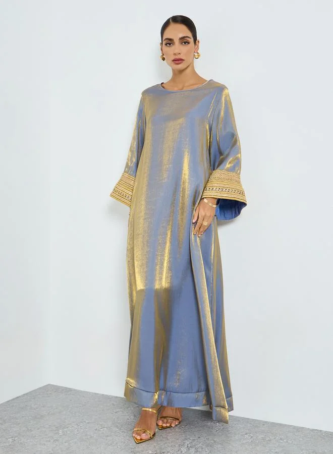 Take Two  Women Contrast Long Sleeve Lace Trim Jalabiya for Women | Best Price UAE